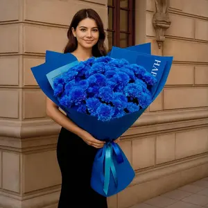 Букет гигант из синих хризантем